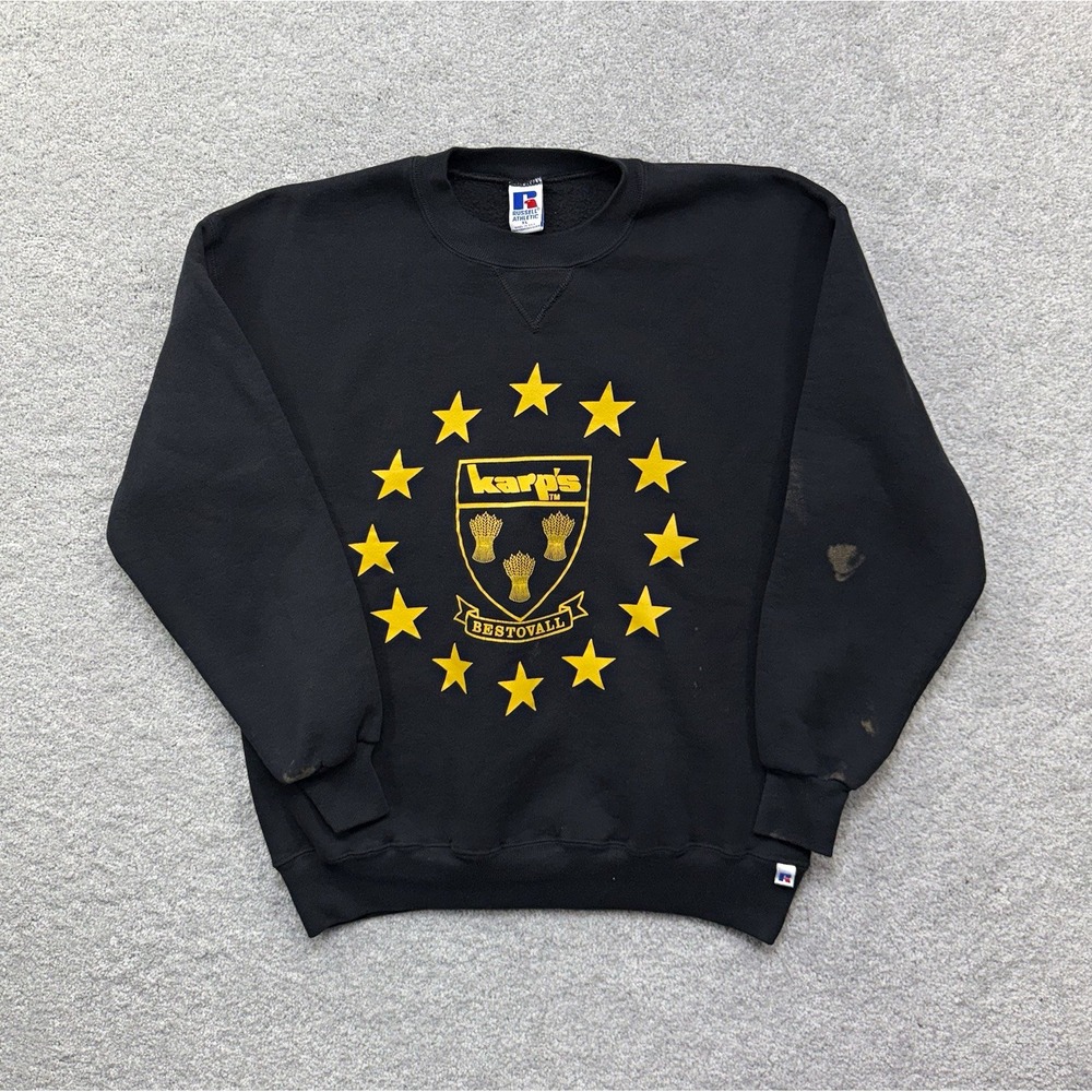 Vintage Russell Athletic Karp's Bestovall Crewneck Sweatshirt Mens XL Black USA